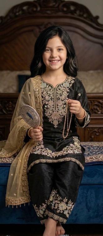 NEW COLOUR RRK  002 GMY SILK Black Children wear distributor in Gujarat